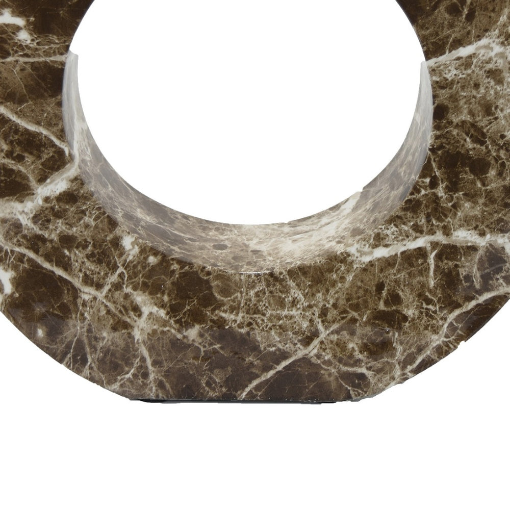 Tabletop Decor Accent, Open-Curved Frame, Brown Marble-Like Resin 17 Inch-BM353524