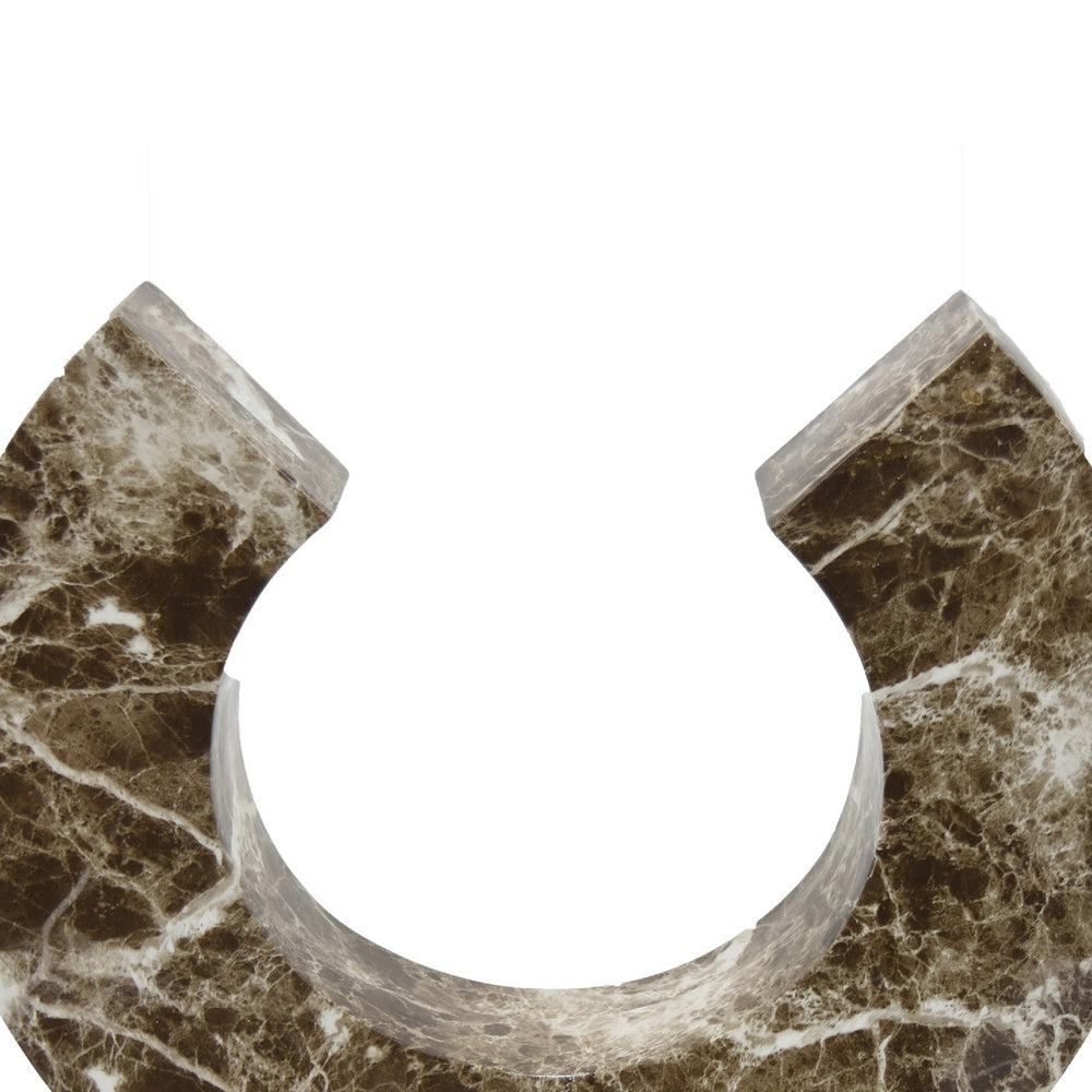 Tabletop Decor Accent, Open-Curved Frame, Brown Marble-Like Resin 17 Inch-BM353524