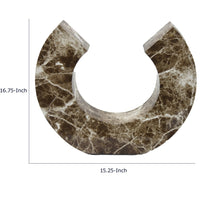 Tabletop Decor Accent, Open-Curved Frame, Brown Marble-Like Resin 17 Inch-BM353524