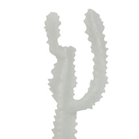 Erica Decorative Cactus Sculpture on Glass Base, White Resin 18 Inch-BM353525