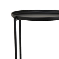 Addy Two-Tier Round Side Table with Tray Shelves Accent, Black Metal 24 Inch-BM353526