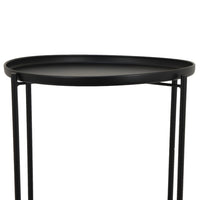 Addy Two-Tier Round Side Table with Tray Shelves Accent, Black Metal 24 Inch-BM353526