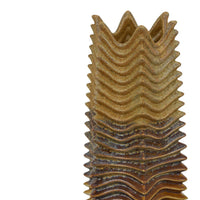 Barny Decorative Vase with Layered Waves, Textured Brown Ceramic 16 Inch-BM353527