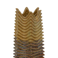 Barny Decorative Vase with Layered Waves, Textured Brown Ceramic 16 Inch-BM353527