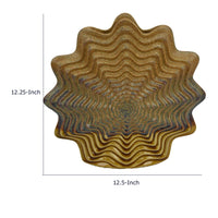Gima Modern Vase with Wavy Sculptural Design, Brown Textured Ceramic 12 Inch-BM353528