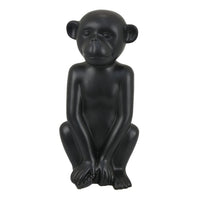 Nancy Decorative Monkey Sculpture in Seated Pose, Matte Black Ceramic 12 Inch-BM353529