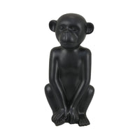 Nancy Decorative Monkey Sculpture in Seated Pose, Matte Black Ceramic 12 Inch-BM353529