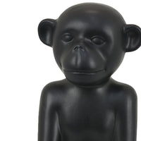 Nancy Decorative Monkey Sculpture in Seated Pose, Matte Black Ceramic 12 Inch-BM353529