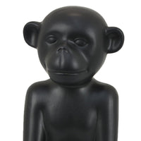 Nancy Decorative Monkey Sculpture in Seated Pose, Matte Black Ceramic 12 Inch-BM353529