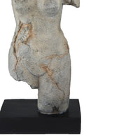 Ricky Female Torso Sculpture, Black Base, Distress Gray Resin 17 Inch-BM353530