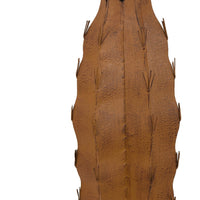 Wendy Decorative Cactus Sculpture on Round Base, Rustic Brown Metal-BM353531