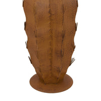 Wendy Decorative Cactus Sculpture on Round Base, Rustic Brown Metal-BM353531