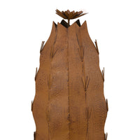 Wendy Decorative Cactus Sculpture on Round Base, Rustic Brown Metal-BM353531