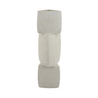 Emery Sculptural Vase with Geometric Details, White Textured Ceramic 20 Inch-BM353532