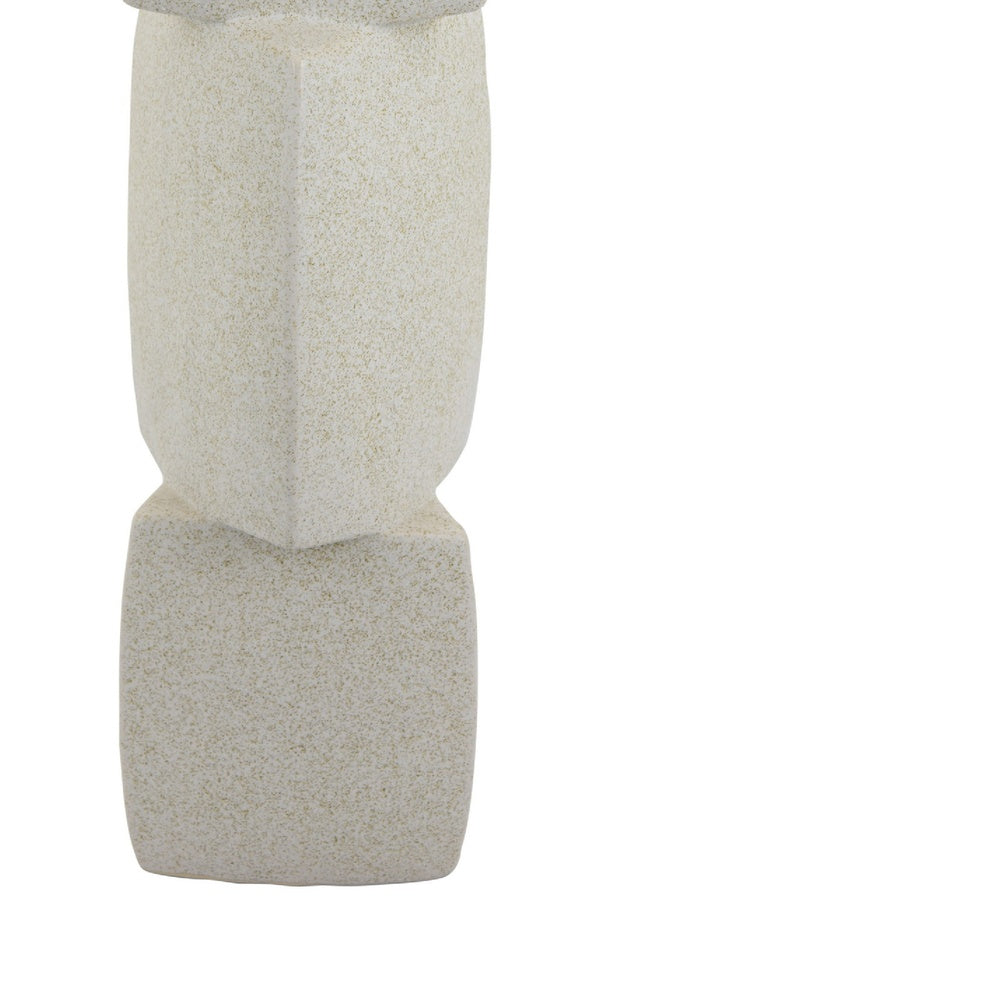 Emery Sculptural Vase with Geometric Details, White Textured Ceramic 20 Inch-BM353532