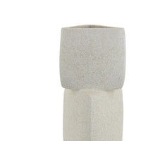 Emery Sculptural Vase with Geometric Details, White Textured Ceramic 20 Inch-BM353532