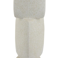 Emery Sculptural Vase with Geometric Details, White Textured Ceramic 20 Inch-BM353532