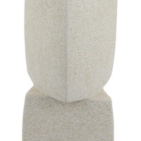 Emery Sculptural Vase with Geometric Details, White Textured Ceramic 20 Inch-BM353532
