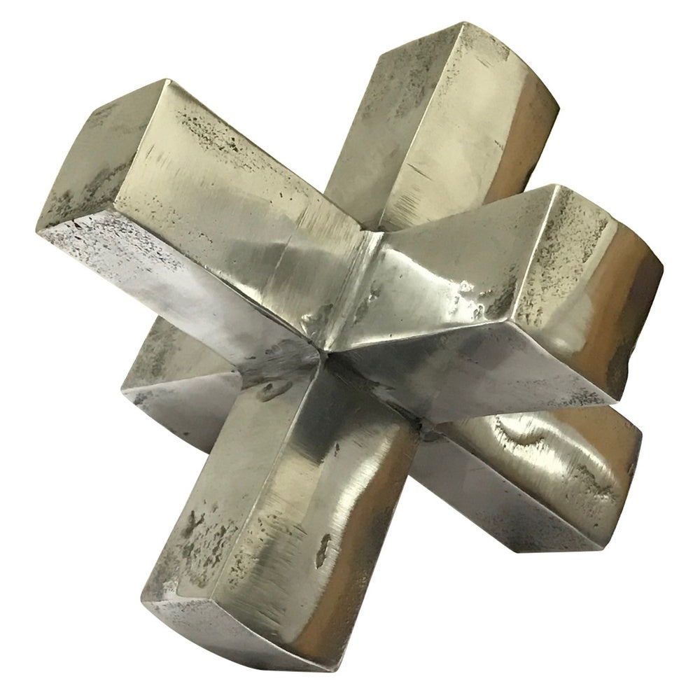Pearl Abstract Starburst Tabletop Decorative Accent, Silver Metal 8 Inch-BM353533