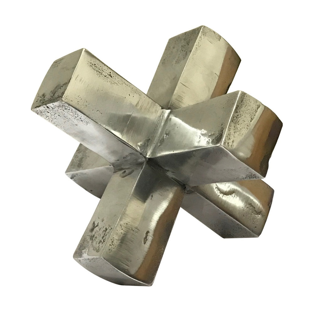 Pearl Abstract Starburst Tabletop Decorative Accent, Silver Metal 8 Inch-BM353533