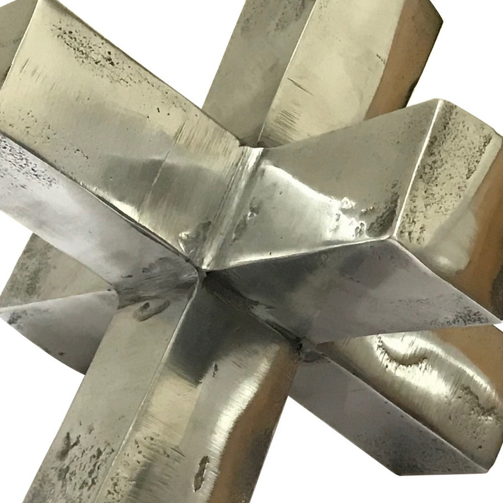 Pearl Abstract Starburst Tabletop Decorative Accent, Silver Metal 8 Inch-BM353533
