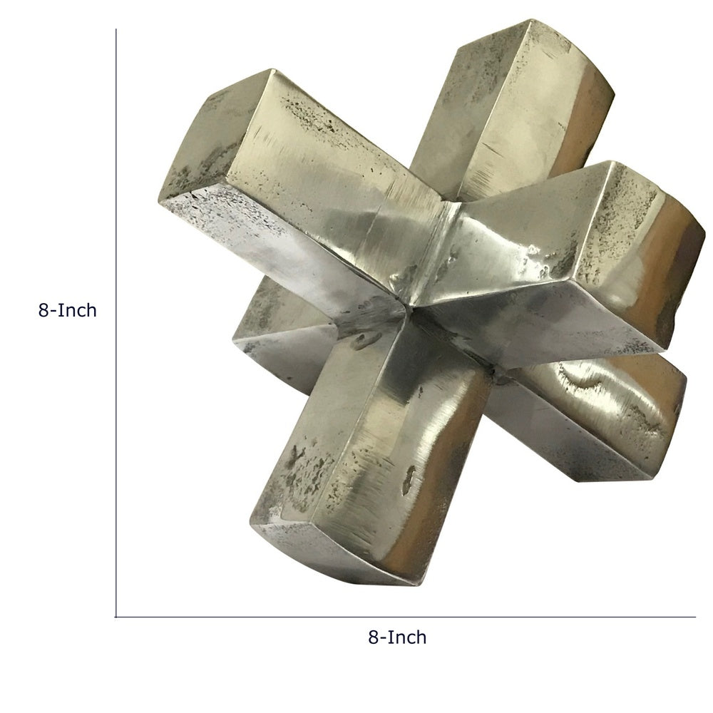Pearl Abstract Starburst Tabletop Decorative Accent, Silver Metal 8 Inch-BM353533