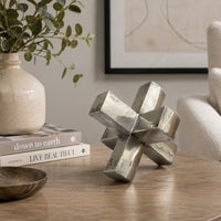 Pearl Abstract Starburst Tabletop Decorative Accent, Silver Metal 8 Inch-BM353533