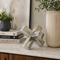 Pearl Abstract Starburst Tabletop Decorative Accent, Silver Metal 8 Inch-BM353533