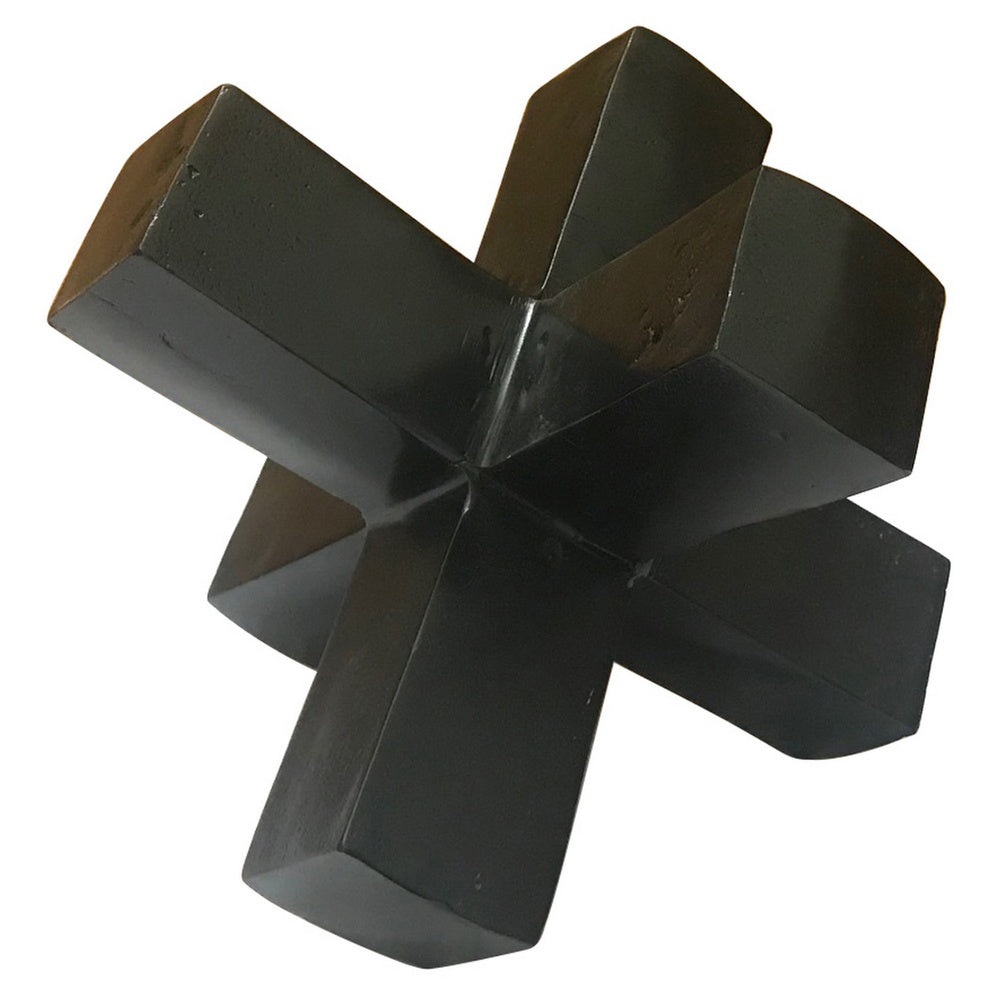 Pearl Abstract Starburst Tabletop Decorative Accent, Black Metal 8 Inch-BM353534