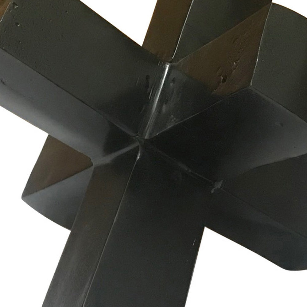 Pearl Abstract Starburst Tabletop Decorative Accent, Black Metal 8 Inch-BM353534