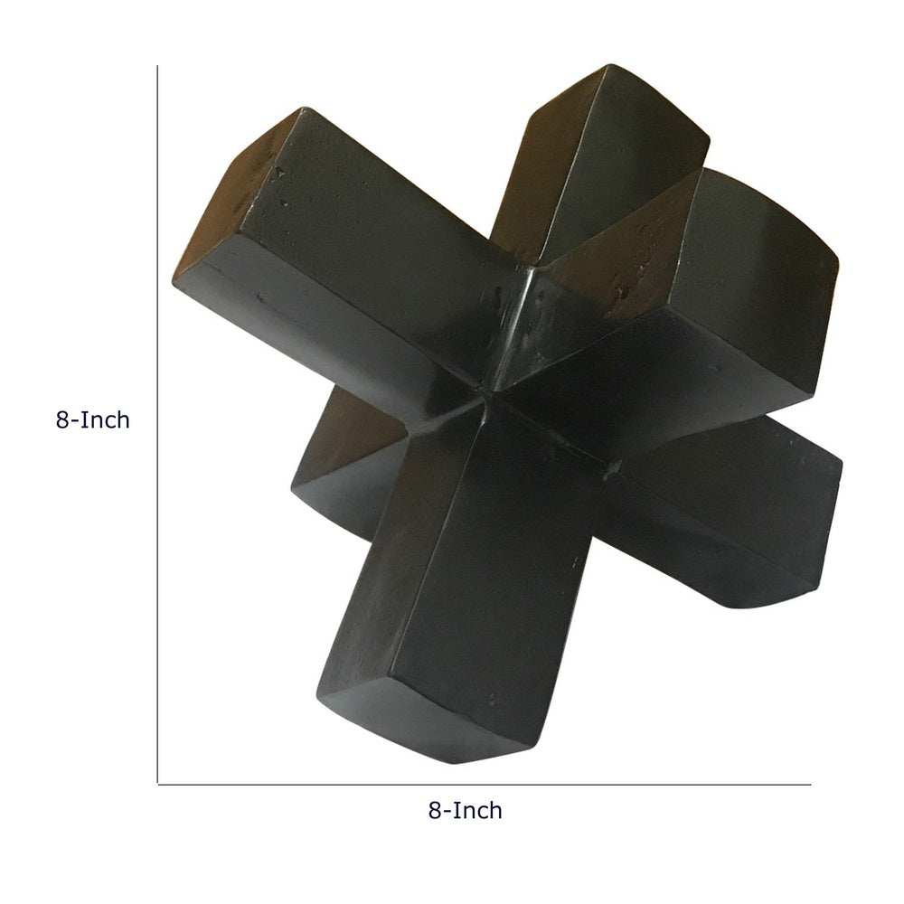 Pearl Abstract Starburst Tabletop Decorative Accent, Black Metal 8 Inch-BM353534