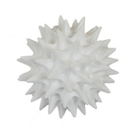 Saima Decorative Orb Sculpture with Spiked Patterns, White Resin 9 Inch-BM353535