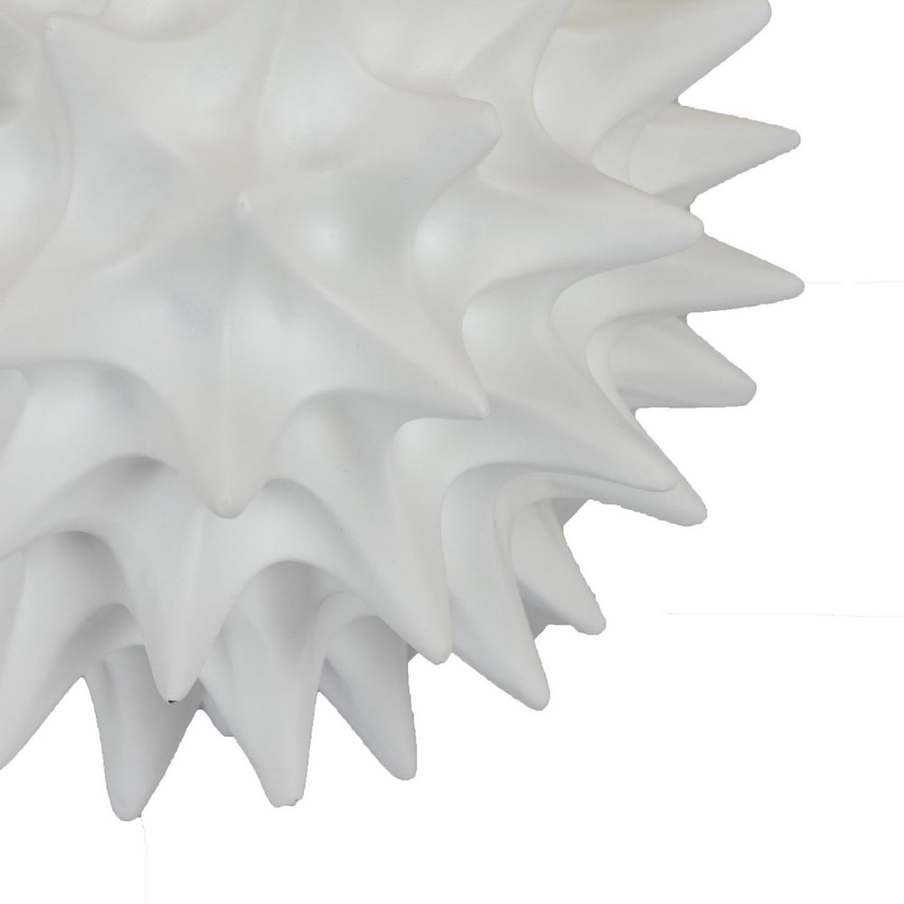 Saima Decorative Orb Sculpture with Spiked Patterns, White Resin 9 Inch-BM353535
