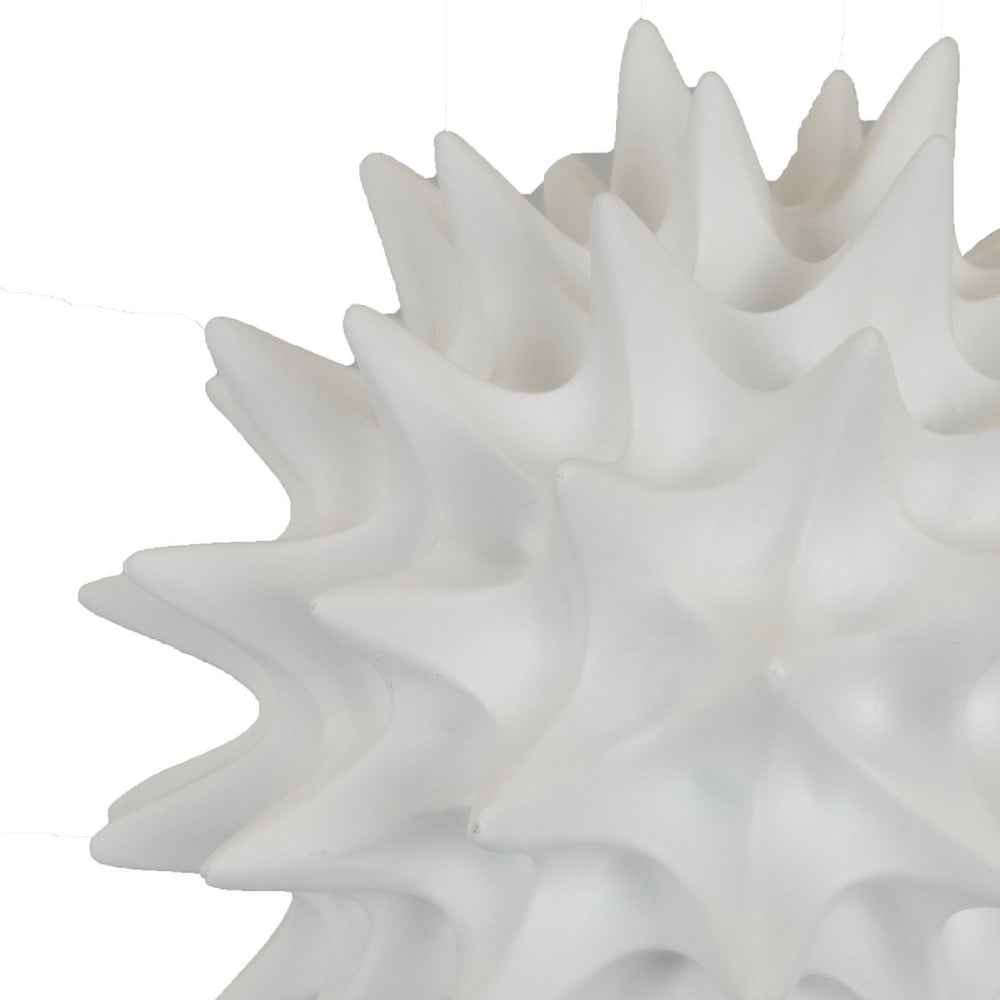 Saima Decorative Orb Sculpture with Spiked Patterns, White Resin 9 Inch-BM353535