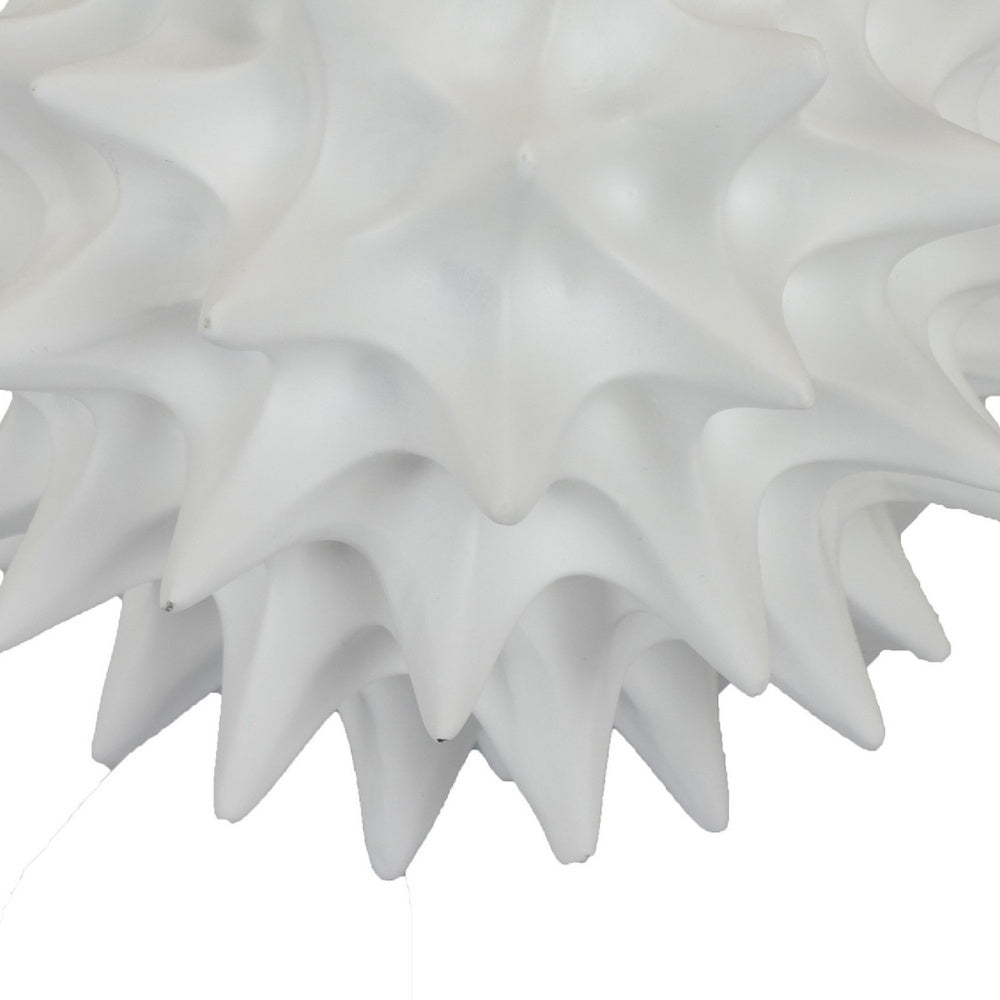 Saima Decorative Orb Sculpture with Spiked Patterns, White Resin 9 Inch-BM353535