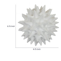 Saima Decorative Orb Sculpture with Spiked Patterns, White Resin 9 Inch-BM353535
