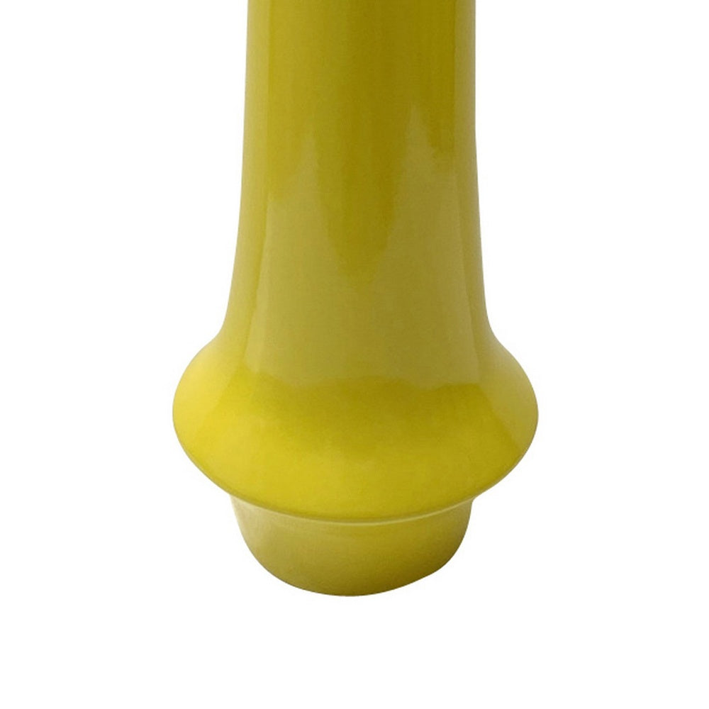 Ziva Tall Decorative Vase with Flared Base, Yellow Ceramic 16 Inch-BM353536