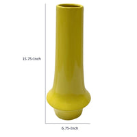 Ziva Tall Decorative Vase with Flared Base, Yellow Ceramic 16 Inch-BM353536