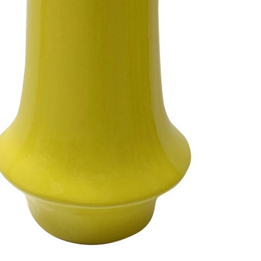 Ziva Modern Decorative Vase with Flared Base, Yellow Ceramic 12 Inch-BM353537