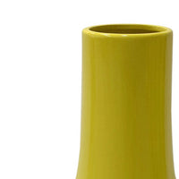 Ziva Modern Decorative Vase with Flared Base, Yellow Ceramic 12 Inch-BM353537