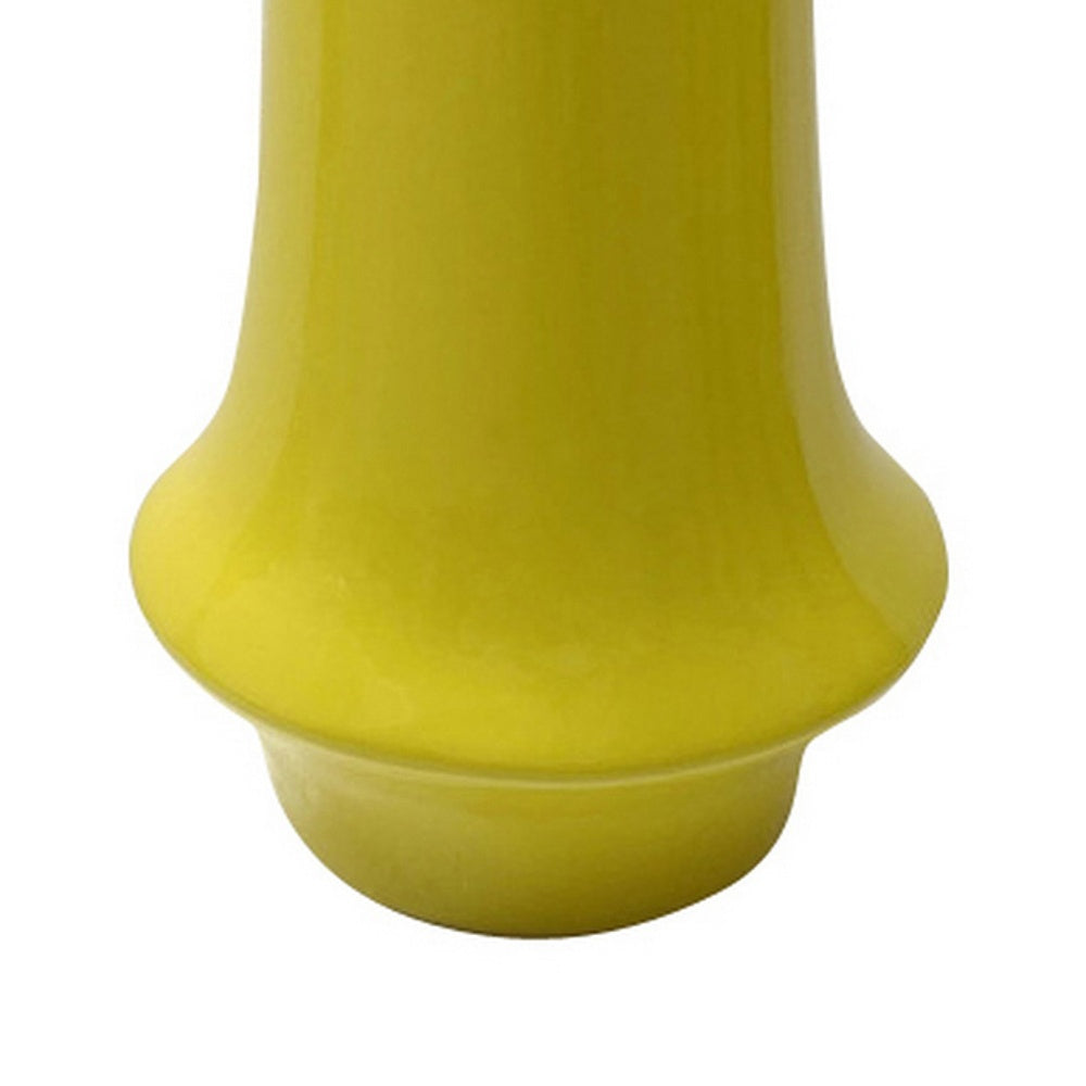 Ziva Modern Decorative Vase with Flared Base, Yellow Ceramic 12 Inch-BM353537