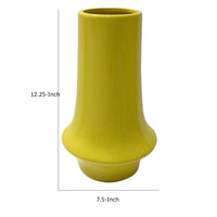 Ziva Modern Decorative Vase with Flared Base, Yellow Ceramic 12 Inch-BM353537