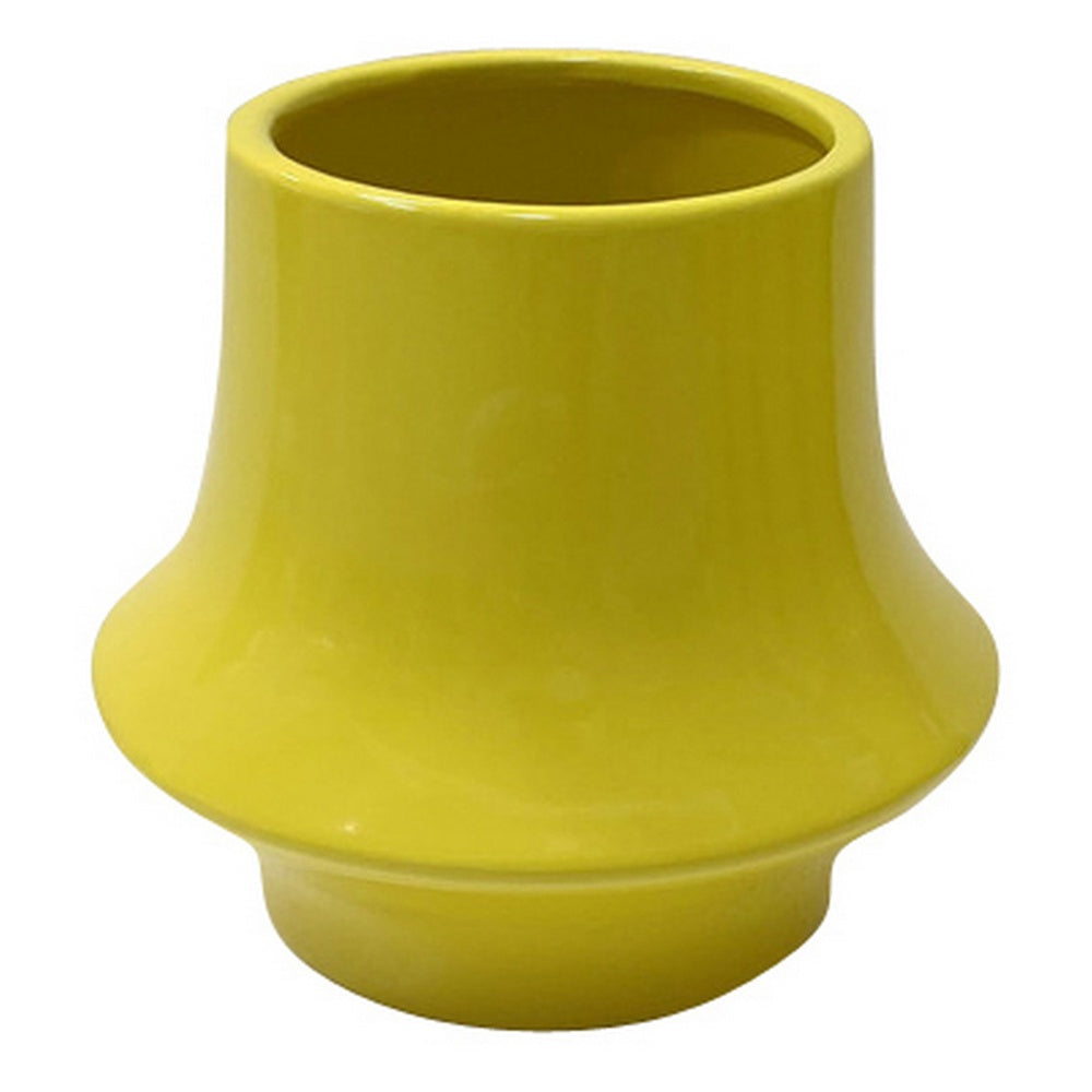 Ziva Modern Decorative Vase with Flared Base, Yellow Ceramic 9 Inch-BM353538