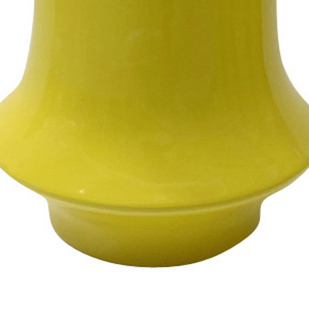Ziva Modern Decorative Vase with Flared Base, Yellow Ceramic 9 Inch-BM353538