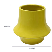 Ziva Modern Decorative Vase with Flared Base, Yellow Ceramic 9 Inch-BM353538