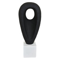 Decorative Tabletop Accent, White Marble Base, Black Teardrop, 18 Inch-BM353539