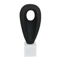 Decorative Tabletop Accent, White Marble Base, Black Teardrop, 18 Inch-BM353539