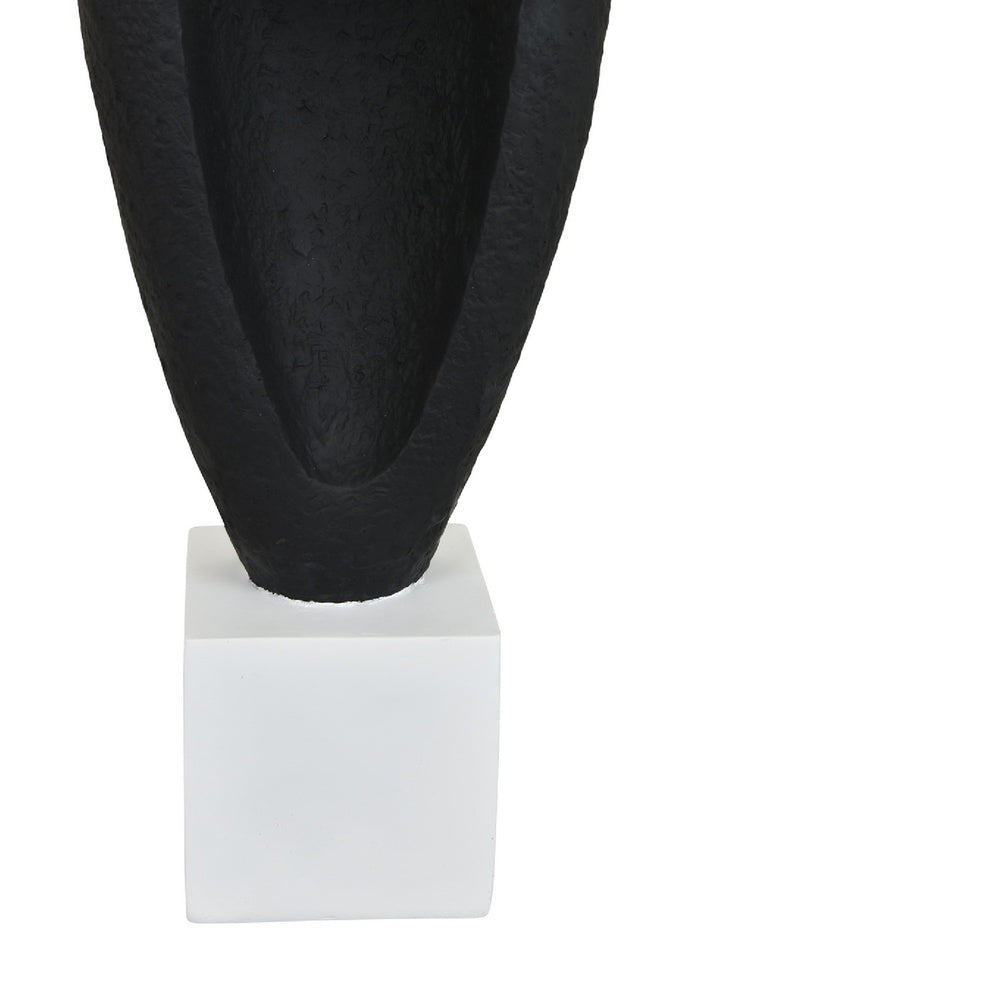 Decorative Tabletop Accent, White Marble Base, Black Teardrop, 18 Inch-BM353539