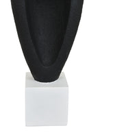 Decorative Tabletop Accent, White Marble Base, Black Teardrop, 18 Inch-BM353539