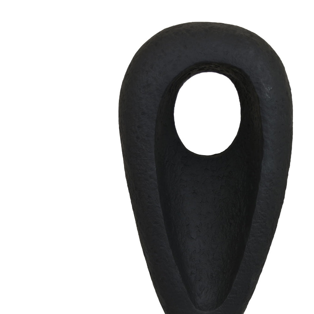 Decorative Tabletop Accent, White Marble Base, Black Teardrop, 18 Inch-BM353539